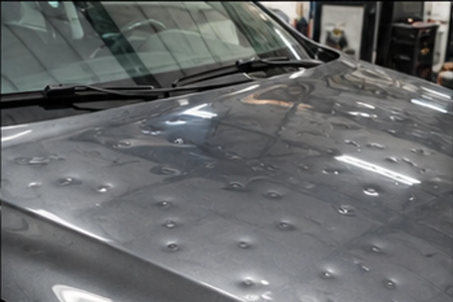 Hail dent pattern — hood and roof