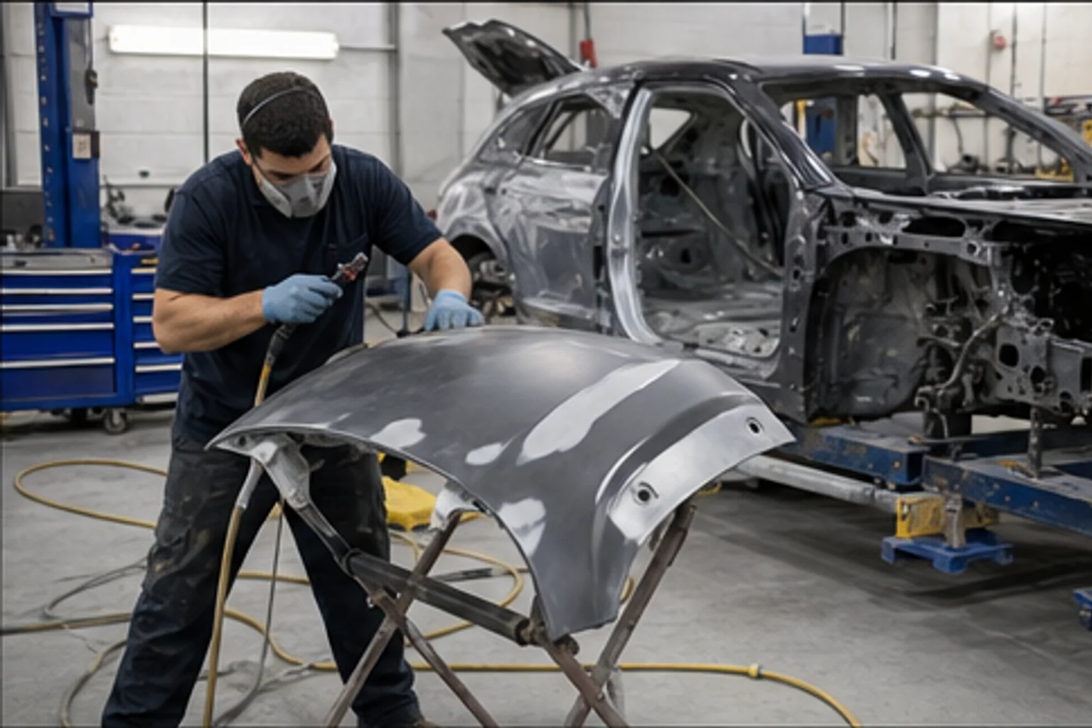 Body bay — panel work in progress